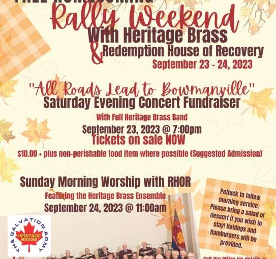 Fall Homecoming – Sept 23-24 – Bowmanville